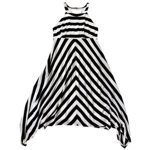 INC International Concepts Halter Neck Striped Handkerchief Hem Dress Large
